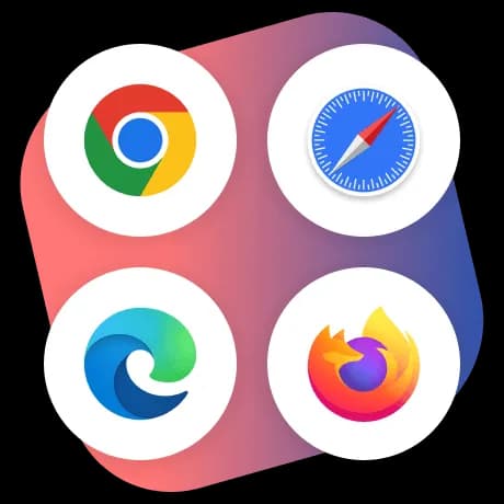 Chrome, Safari, Edge, and Firefox browser logos